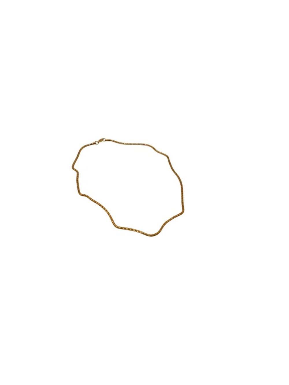 GM Stainless Steel Gold Tone Overlay Tubular Square Mesh Box Chain Necklace Retr